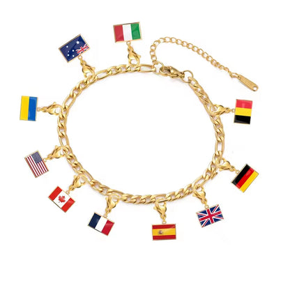10*6.6Mm Country Flag Charms for Jewelry Making DIY Bracelet Stainless Steel Fashion Jewelry Recording Your Travel Memories