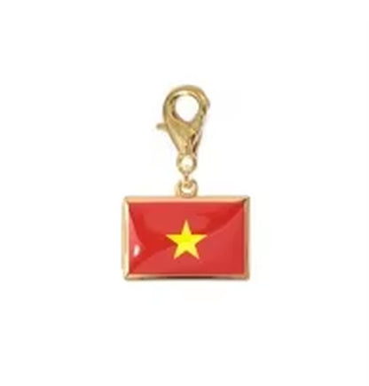 10*6.6Mm Country Flag Charms for Jewelry Making DIY Bracelet Stainless Steel Fashion Jewelry Recording Your Travel Memories