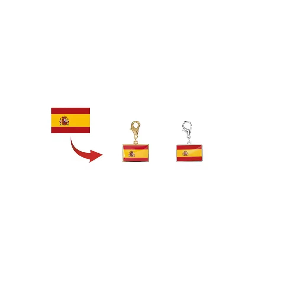 10*6.6Mm Country Flag Charms for Jewelry Making DIY Bracelet Stainless Steel Fashion Jewelry Recording Your Travel Memories