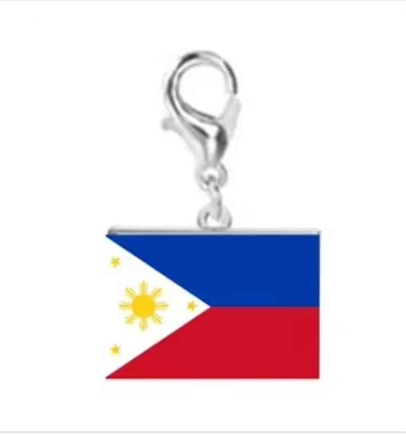 10*6.6Mm Country Flag Charms for Jewelry Making DIY Bracelet Stainless Steel Fashion Jewelry Recording Your Travel Memories