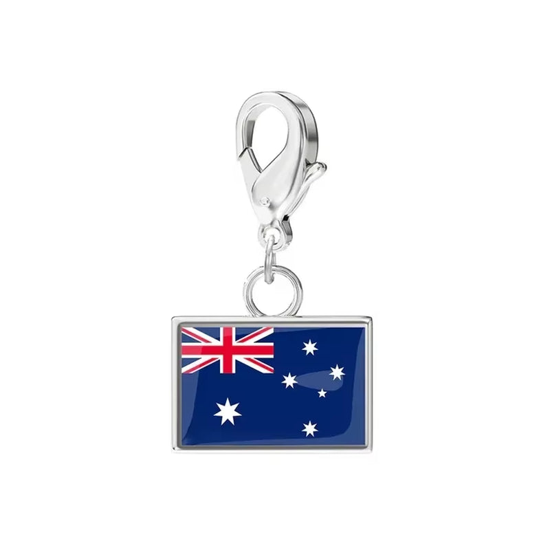 10*6.6Mm Country Flag Charms for Jewelry Making DIY Bracelet Stainless Steel Fashion Jewelry Recording Your Travel Memories