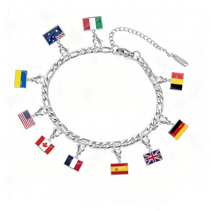 10*6.6Mm Country Flag Charms for Jewelry Making DIY Bracelet Stainless Steel Fashion Jewelry Recording Your Travel Memories