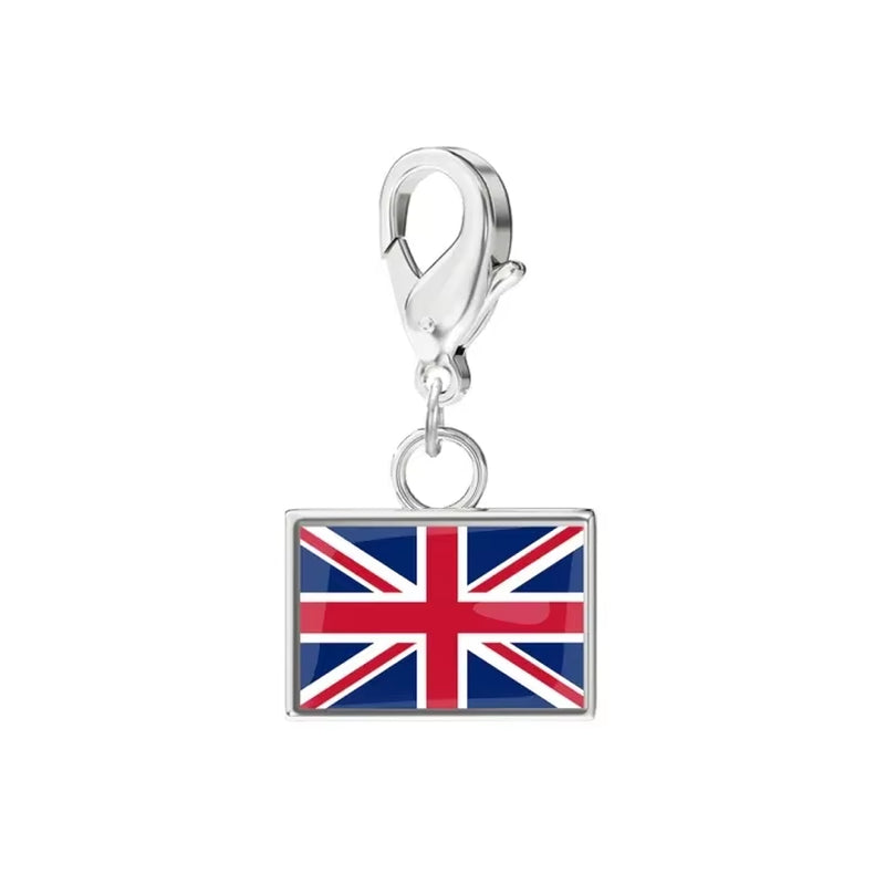 10*6.6Mm Country Flag Charms for Jewelry Making DIY Bracelet Stainless Steel Fashion Jewelry Recording Your Travel Memories