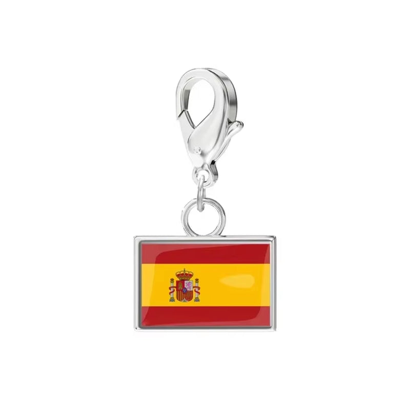 10*6.6Mm Country Flag Charms for Jewelry Making DIY Bracelet Stainless Steel Fashion Jewelry Recording Your Travel Memories