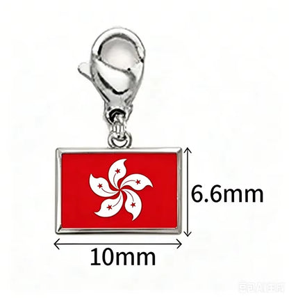 10*6.6Mm Country Flag Charms for Jewelry Making DIY Bracelet Stainless Steel Fashion Jewelry Recording Your Travel Memories