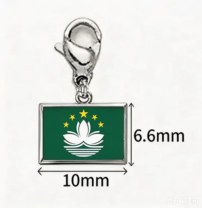 10*6.6Mm Country Flag Charms for Jewelry Making DIY Bracelet Stainless Steel Fashion Jewelry Recording Your Travel Memories