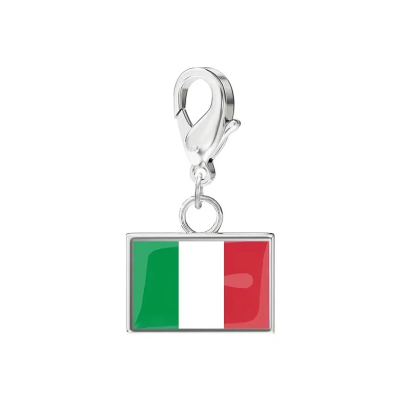 10*6.6Mm Country Flag Charms for Jewelry Making DIY Bracelet Stainless Steel Fashion Jewelry Recording Your Travel Memories